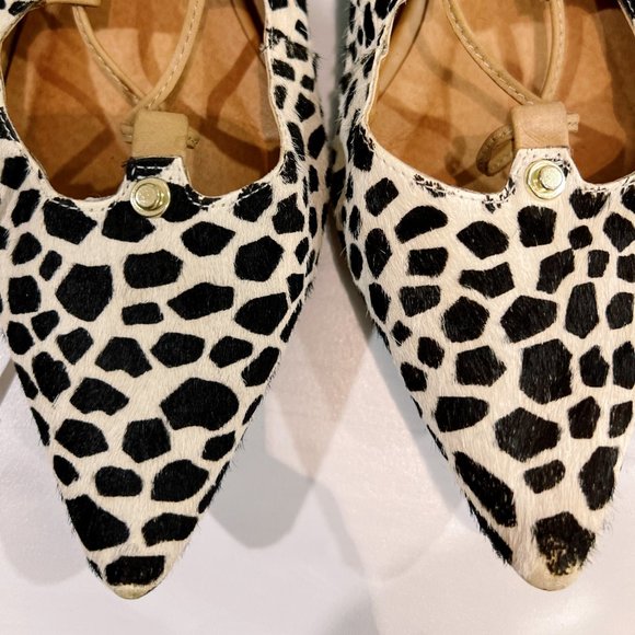 Halogen Printed Calf Hair Ankle Strappy Gladiator Pointed Toe Flat - Picture 5 of 9